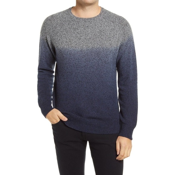 Peter Millar Mountainside Sweater Mens XXL Gray Blue Dip Dye Ombre Long Sleeve